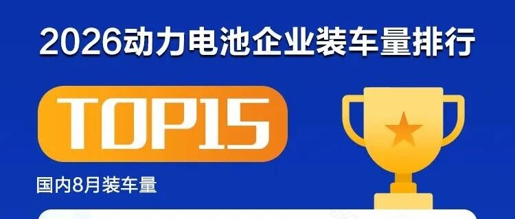 8月动力电池装车量TOP15出炉！